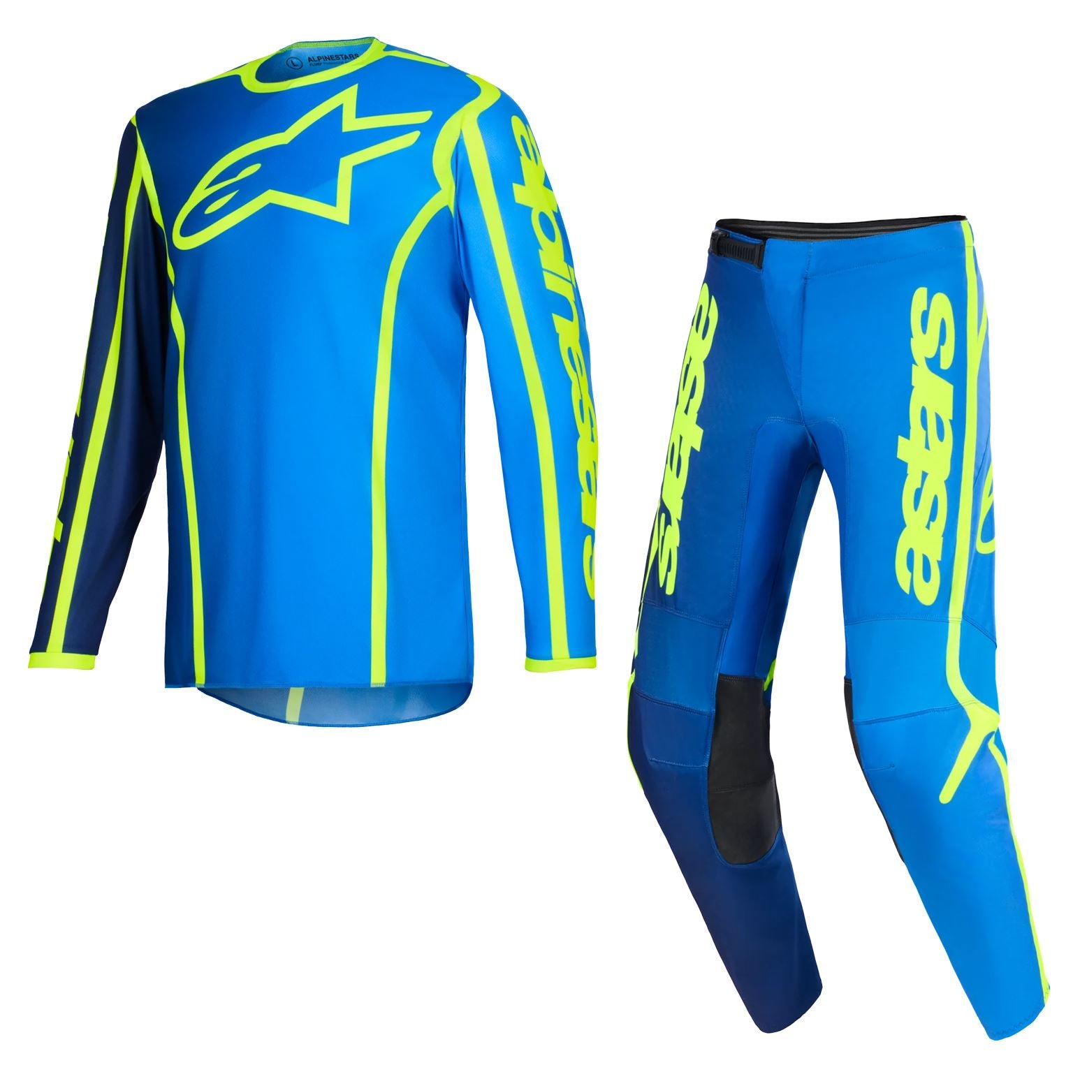 Alpinestars 2026 Fluid Apex Motocross Combo Kit Blue Yellow Flo